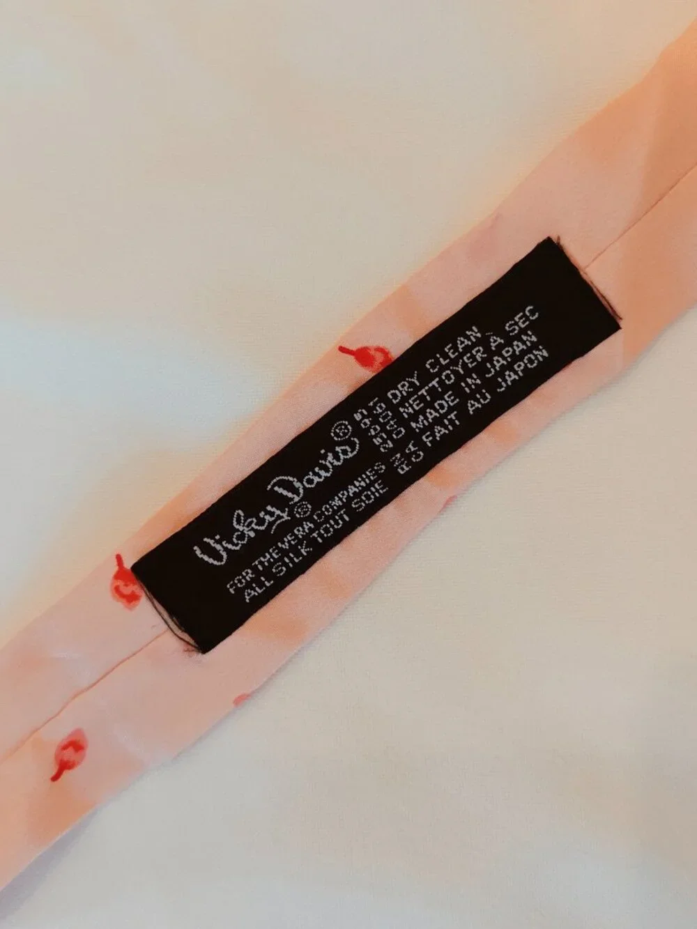 Vintage Vicky Davis Vera Neumann Twilly Tie Scarf Women Pink Floral Silk Japan